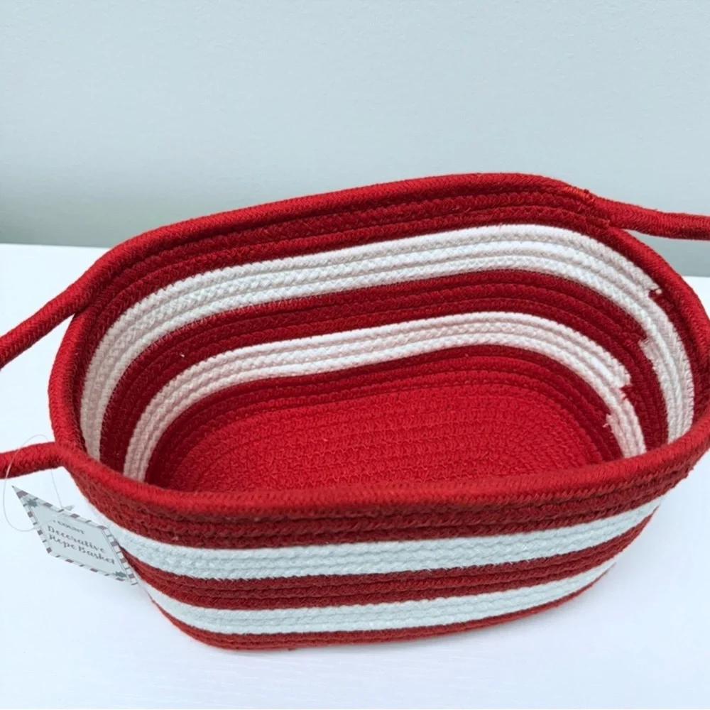 Target Bullseye Playground Red & White Striped Rope Basket, New
